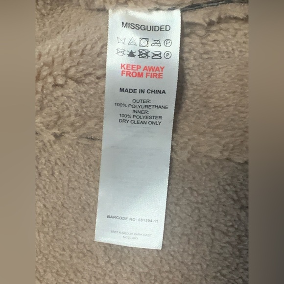 Missguided Womens Cloud Gray Faux Leather Fur Biker Aviator Jacket Coat Size 4 - Picture 7 of 8